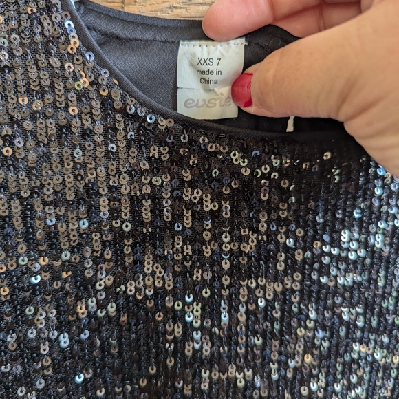 Girls size xxs (7) black sequin party dress by evsie - Picture 5 of 8